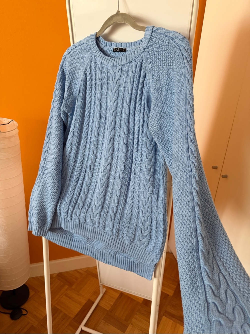 Stradivarius 100% cotton blue knit sweater